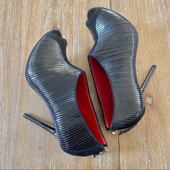 Charles Jourdanleather/suede peep toe heels 8.5